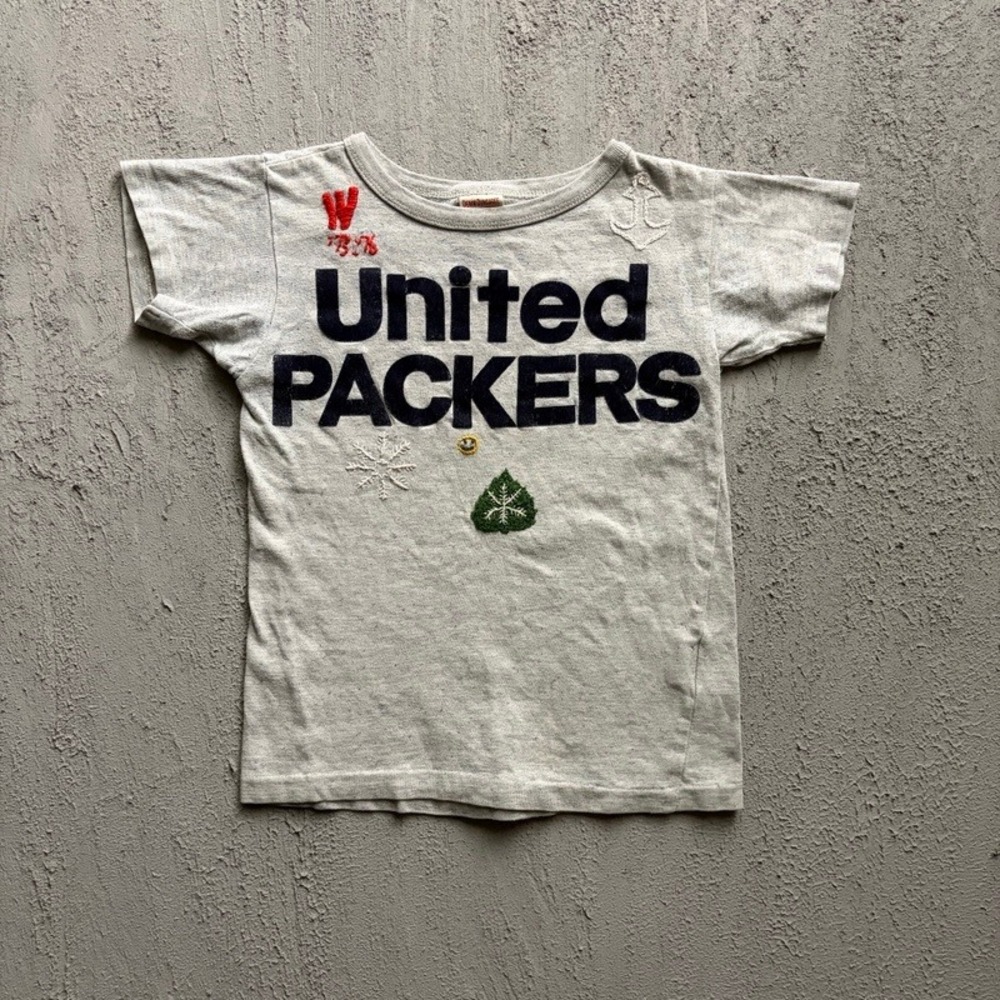 Denim Dungaree T-Shirt Medium 130CM Grey United Packers Japan Baby Tee